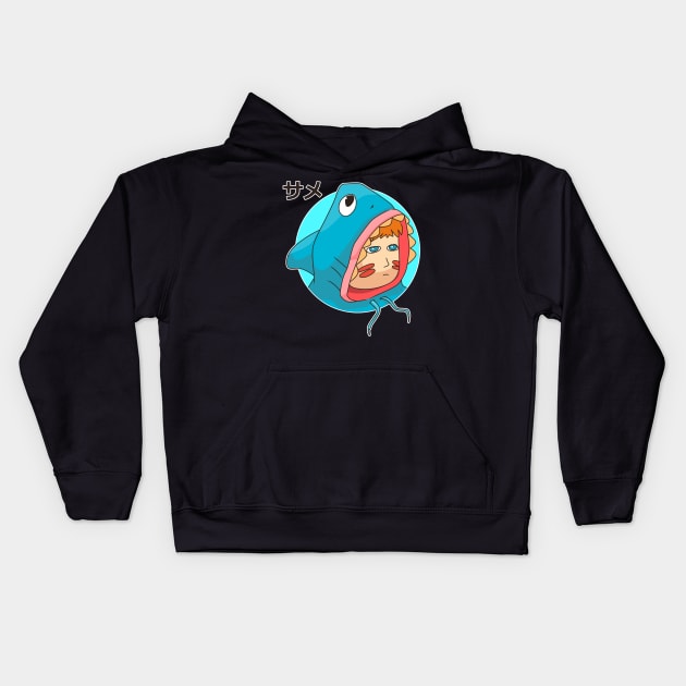 Sad Shark Boy Kids Hoodie by jamalsukron